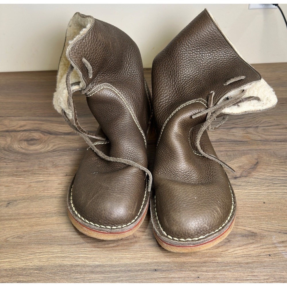 Duckfeet Arhus Brown Pebbled Leather Shearling Boots Scandi EU 46 US M13